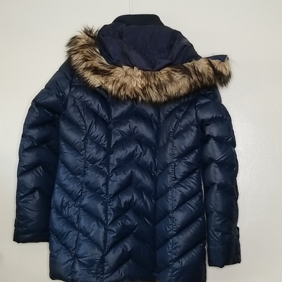 Navy Lands End Down Jacket- Check Out the Stitching! - Picture 3 of 5